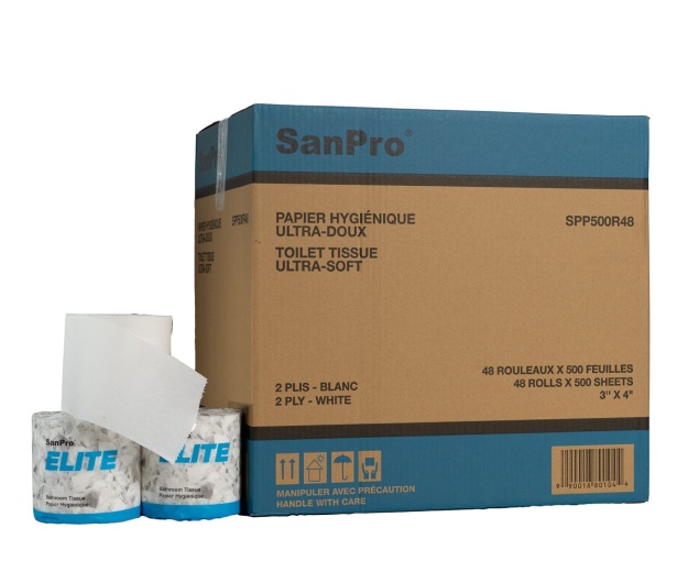 SanPro® ELITE 2 Ply Toilet Tissue Cs/48rls x 500 Sheets.